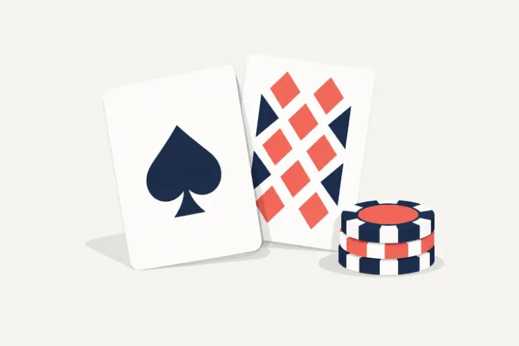 Două cărți de blackjack și un teanc de jetoane