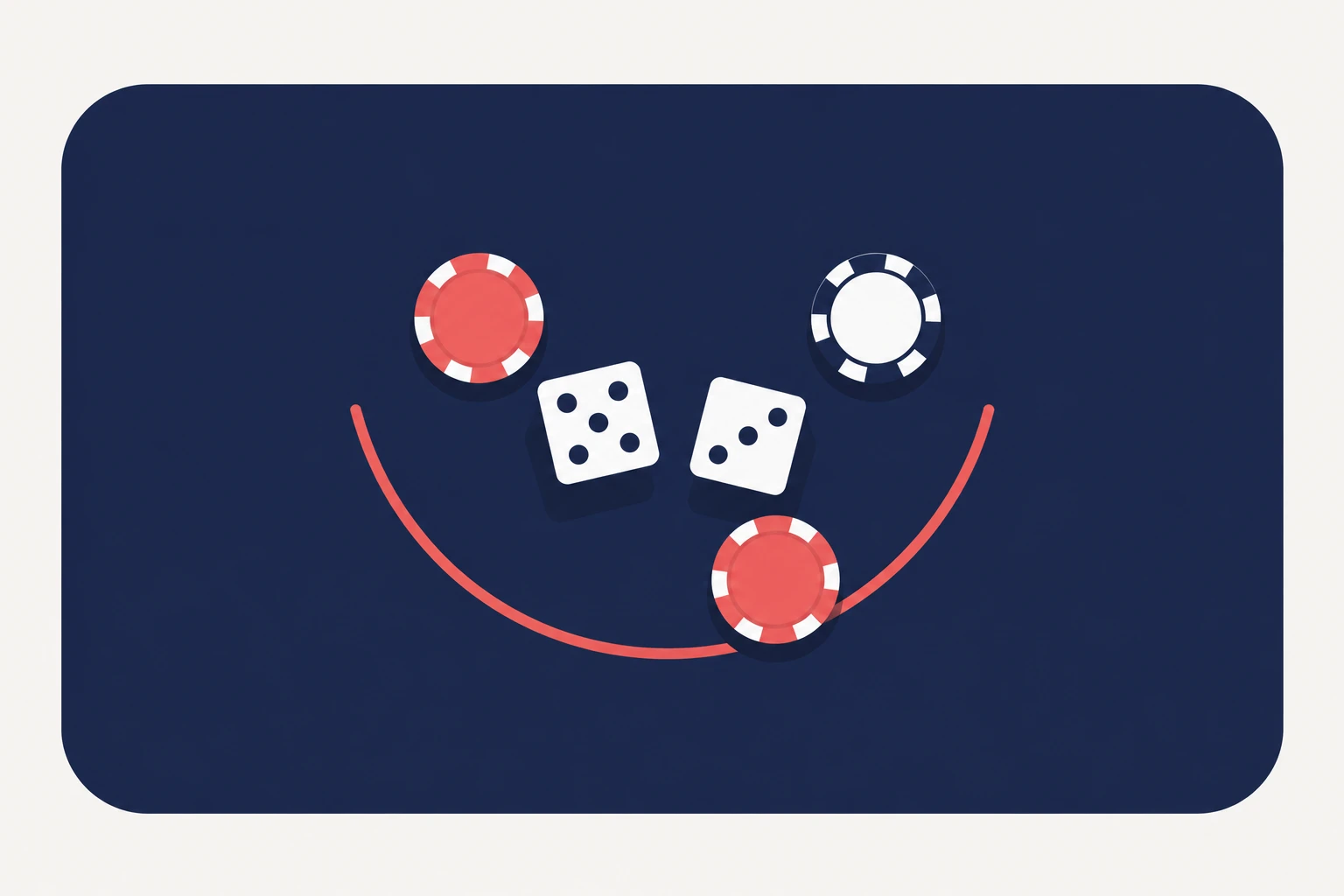 Două zaruri și jetoane pe masa de craps
