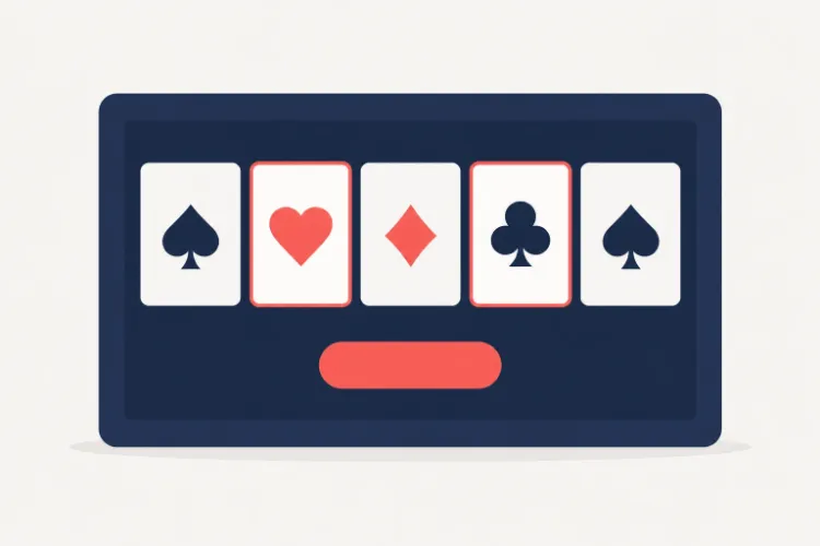 Ecran de video poker cu cinci cărți, dintre care două păstrate